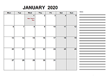 2020 free calendar pdf