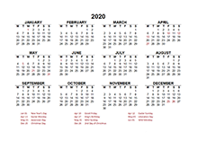 2020 Netherlands Yearly Calendar Template Excel