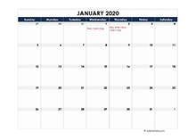 2020 calendar New Zealand spreadsheet template