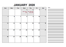 2020 free calendar pdf