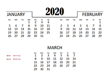 2020 Pakistan Excel Quarterly Calendar