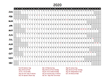 2020 project timeline calendar template for Pakistan
