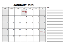 2020 Philippines Free Calendar PDF Template