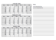 2020 Philippines Quarterly Calendar Template