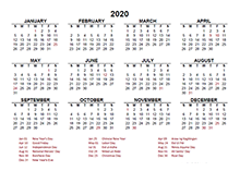 2020 Philippines calendar template with public holidays