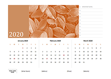 2020 quarterly three month calendar template
