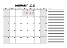 2020 Singapore Free Calendar PDF Template