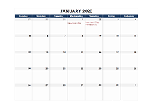 2020 South Africa Calendar Spreadsheet Template