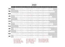 2020 project timeline calendar template for South Africa