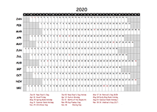2020 project timeline calendar template for UK