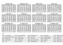 2020 Yearly Calendar With India Holidays