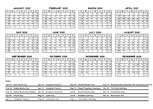 2020 Yearly Calendar With Thailand Holidays