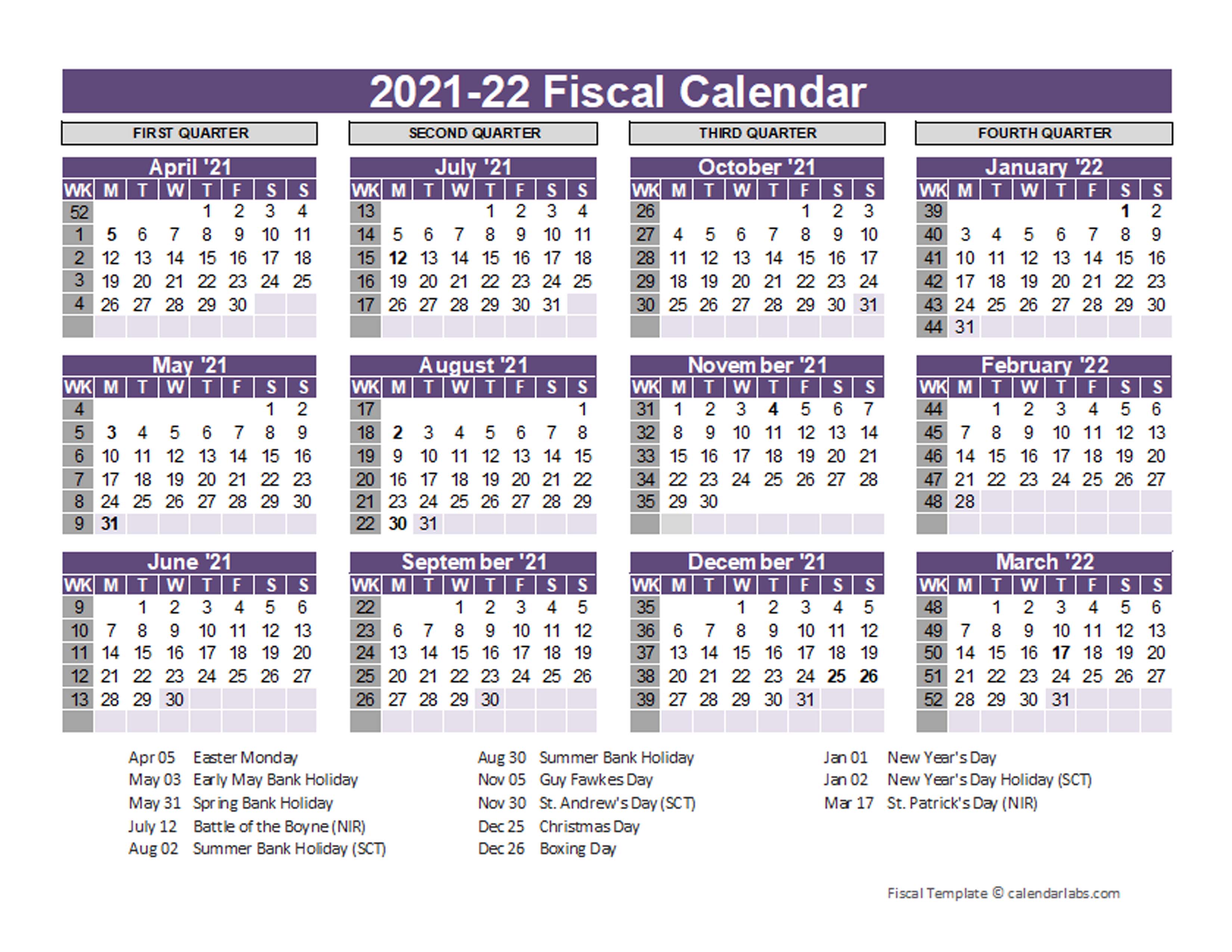 UK Fiscal Calendar Template 202122 Free Printable Templates