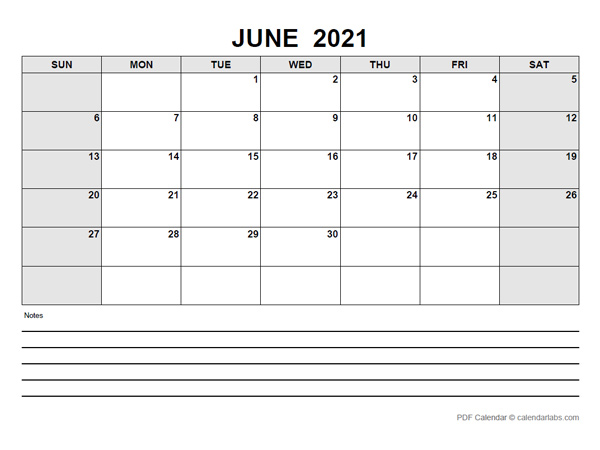 June 2021 Calendar with Holidays | CalendarLabs