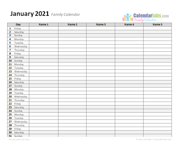 2021 Monthly Planner Template