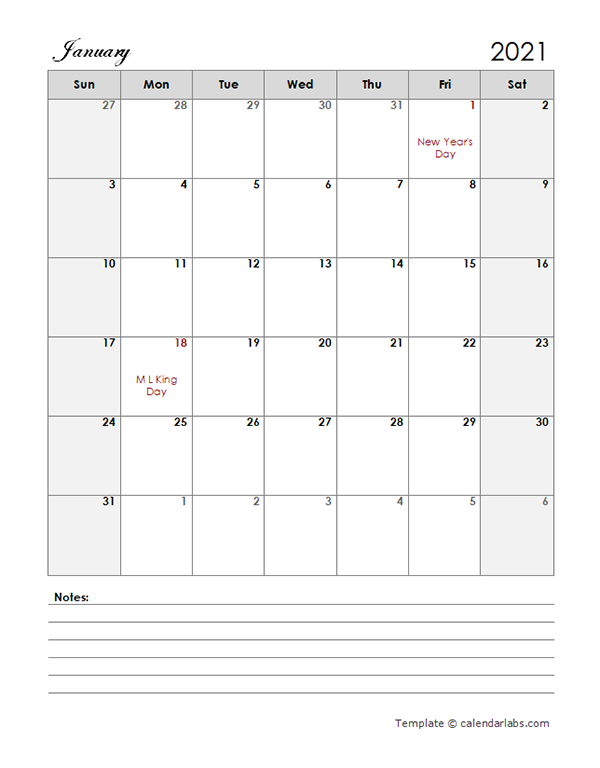 2021 Apple Pages Calendar Template