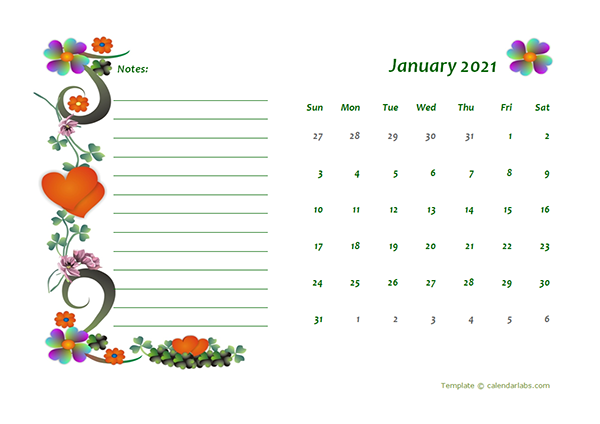 2021 Blank Calendar Design Template