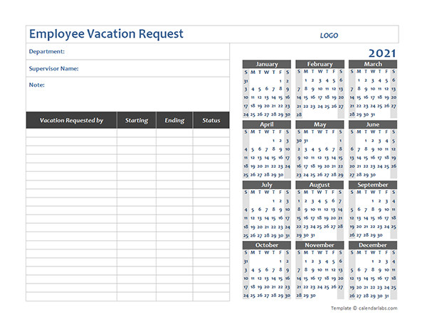 2021 Business Employee Vacation Request