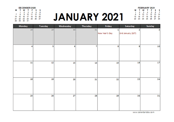 2021 Calendar Planner UK Excel
