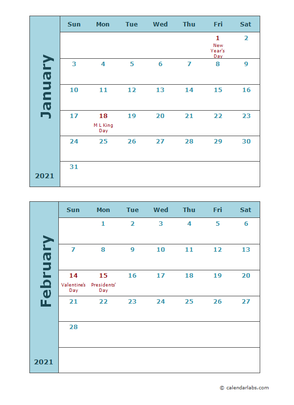 2021 calendar 2 months per page 2021 Calendar Template Two Months Per Page Free Printable Templates 2021 calendar 2 months per page