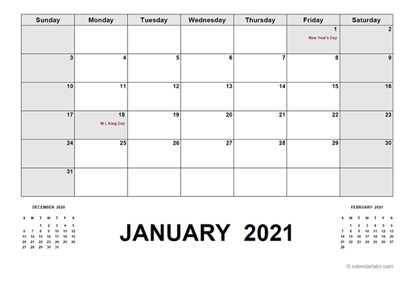 2021 Calendar With Holidays PDF