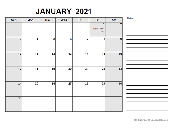 2021 Calendar with Ireland Holidays PDF