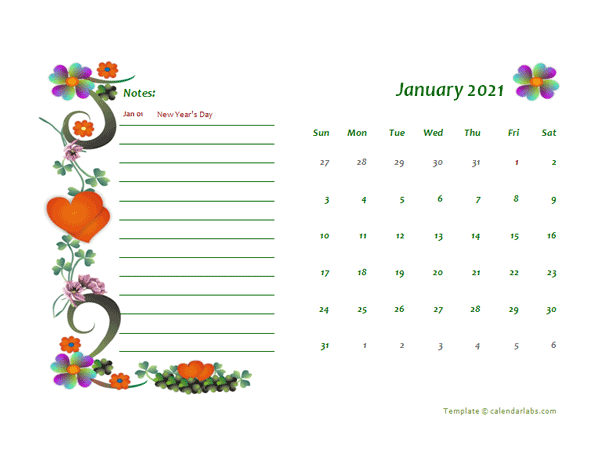 2021 Canada Calendar Free Printable Template