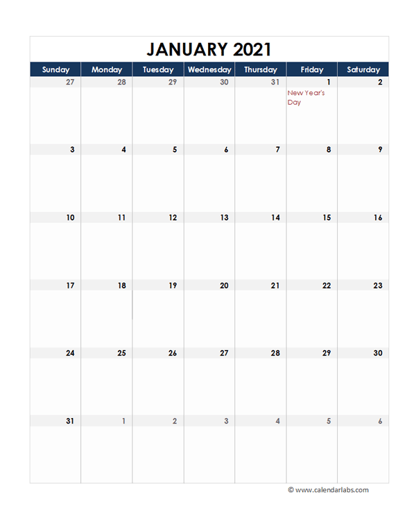 2021 Canada Calendar Spreadsheet Template