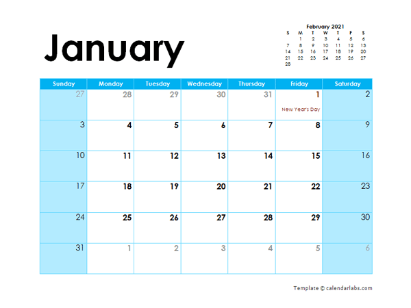 2021 Canada Monthly Calendar Colorful Design