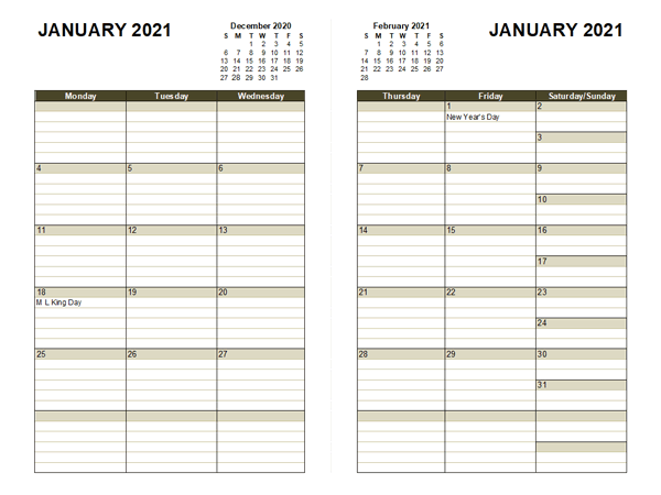 2021 Diary Planner Template