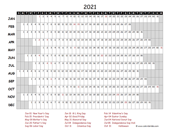 calendar 2021 in excel with malaysia holidays