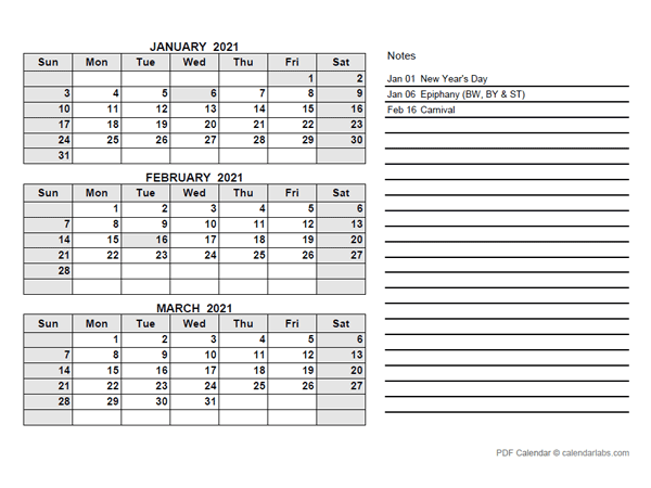 2021 Germany Quarterly Calendar with Holidays