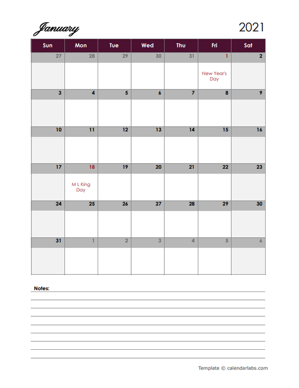 2021 google docs calendar with large boxes free printable templates