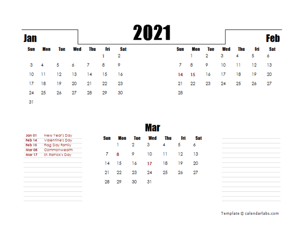 2021 Hong Kong Quarterly Planner Template