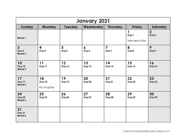 2021 Julian Calendar