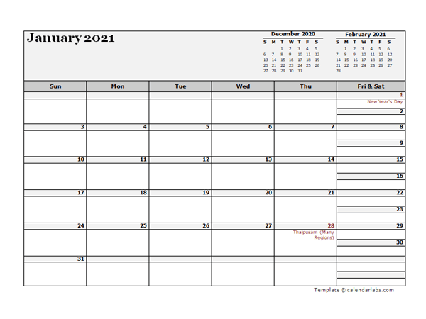 2021 Malaysia Calendar For Vacation Tracking