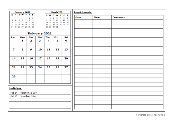 free printable appointment calendar 2021 2021 Monthly Appointment Calendar Template Free Printable Templates free printable appointment calendar 2021