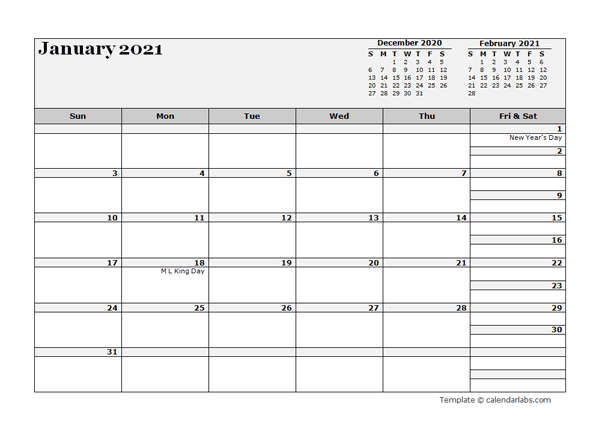 2021 Monthly Planner Template Microsoft Word