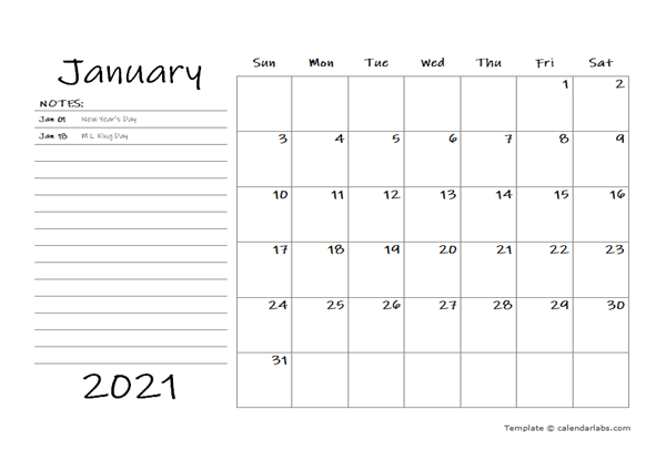 2021 Monthly Schedule Word Template