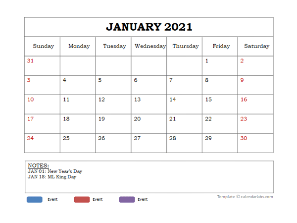 2021 Powerpoint Calendar Template
