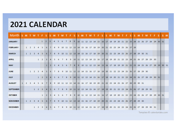 2021 Powerpoint Calendar Timeline