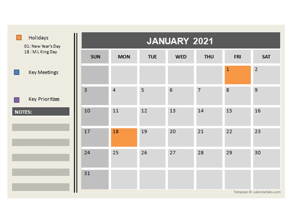 2021 Powerpoint Calendar With Holidays