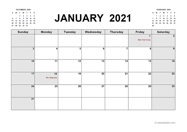 2021 Printable Calendar PDF