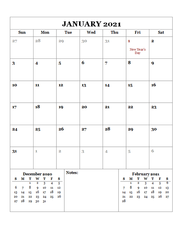 2021 Printable Calendar with UAE Holidays