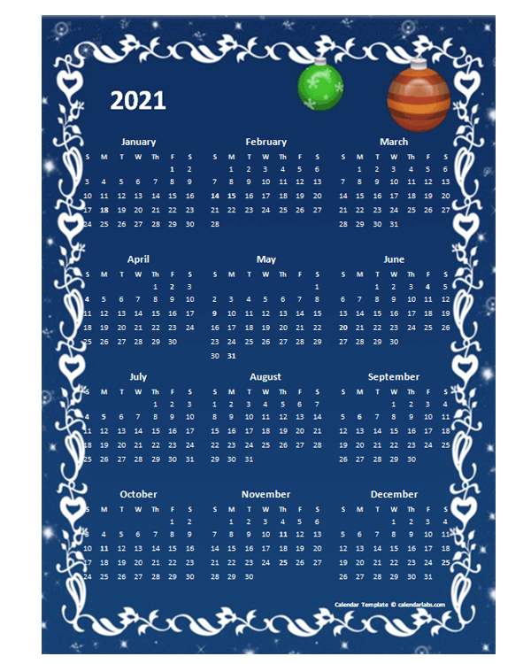 2021 Yearly Calendar Design Template