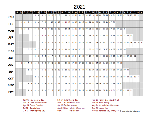 2021 Yearly Project Timeline Calendar Hong Kong