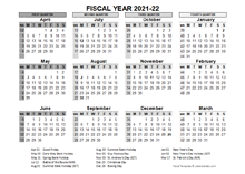 2021-2022 Fiscal Calendar UK Template