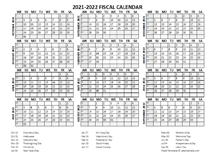 Fiscal Calendar 2021-22 templates