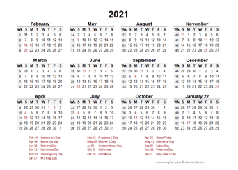 Fiscal Week Calendar 2021 Printable 2021 Accounting Calendar Templates   Calendarlabs