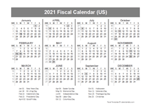 2021 USA Fiscal Quarter Calendar